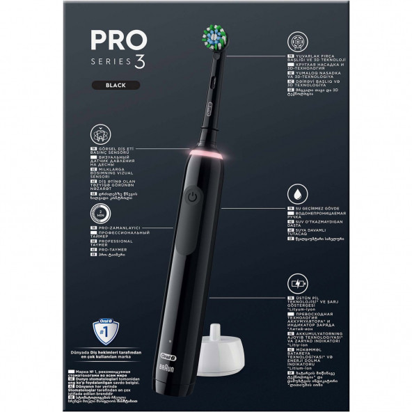 Oral-B Pro 3 3900 Siyah Beyaz 2'Li Şarj Edilebilir Diş Fırçası Seti - 3