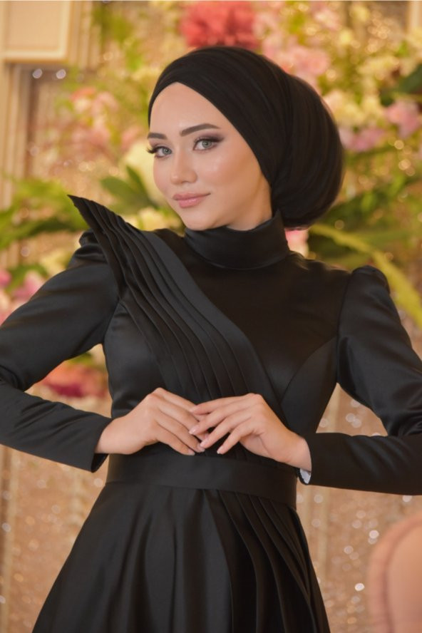 Mehtap Siyah Abiye Elbise - 5