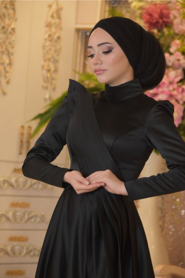 Mehtap Siyah Abiye Elbise - 6