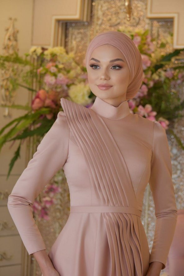 Mehtap Pudra Abiye Elbise - 2