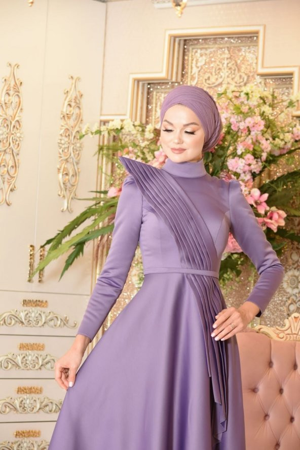 Mehtap Lila Abiye Elbise - 4