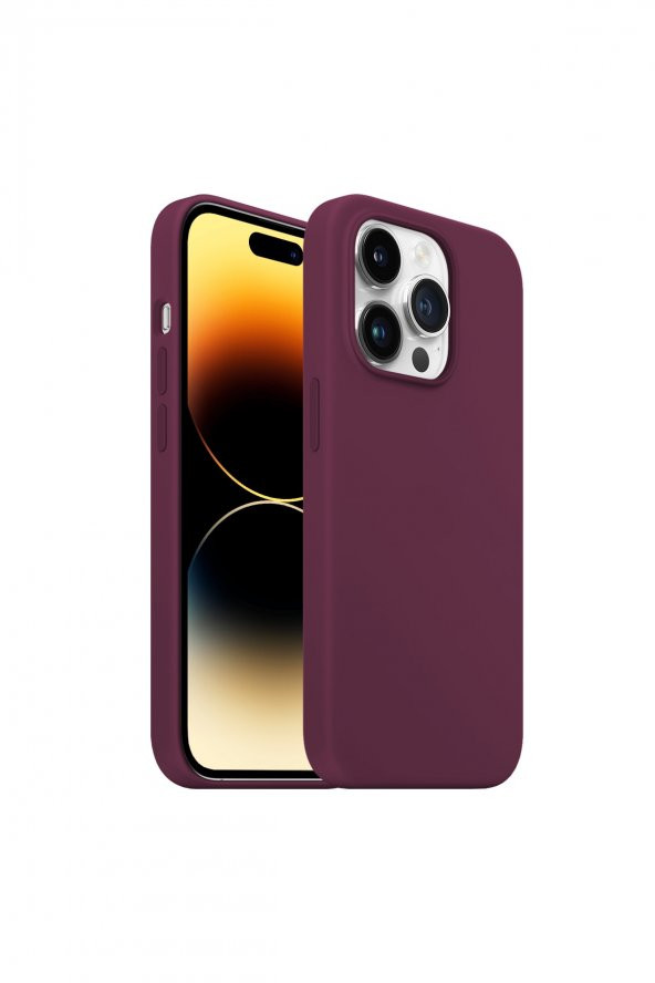 Buff Iphone 14 Pro Rubber Fit Kılıf Plum