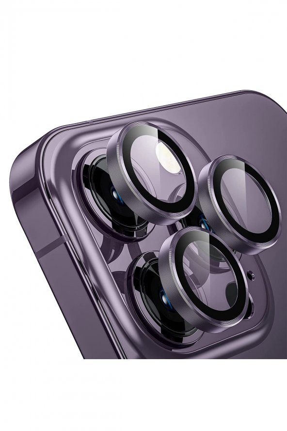 Buff iPhone 14 Pro Max / 14 Pro Kamera Metal Lens Koruyucu Deep Purple