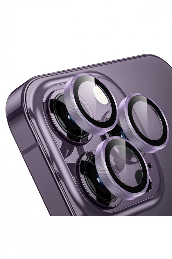 Buff iPhone 14 Pro Max / 14 Pro Kamera Metal Lens Koruyucu Purple