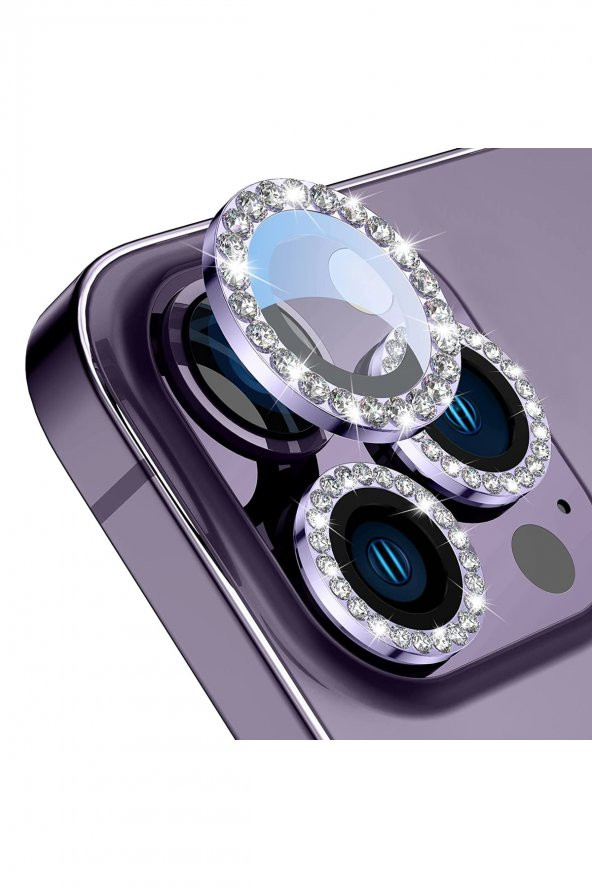 Buff iPhone 14 Pro / 14 Pro Max Diamond Lens Koruyucu Purple