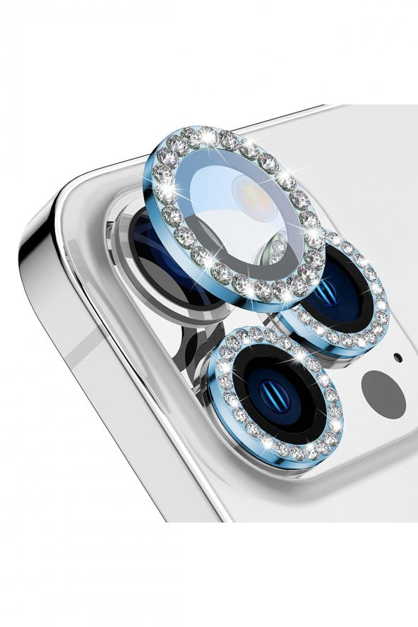Buff iPhone 14 Pro / 14 Pro Max Diamond Lens Koruyucu Light Blue