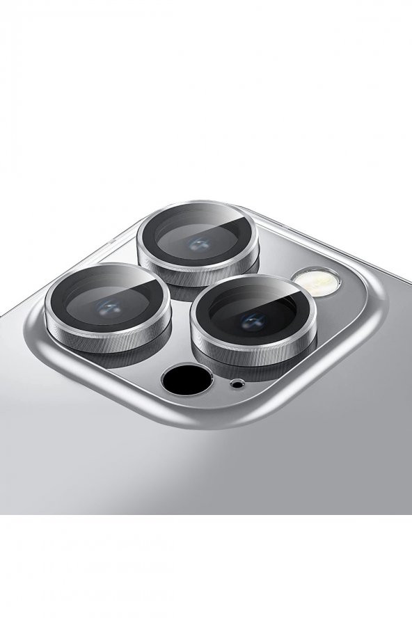 Buff iPhone 14 Pro Max / 14 Pro Kamera Metal Lens Koruyucu Silver - 3