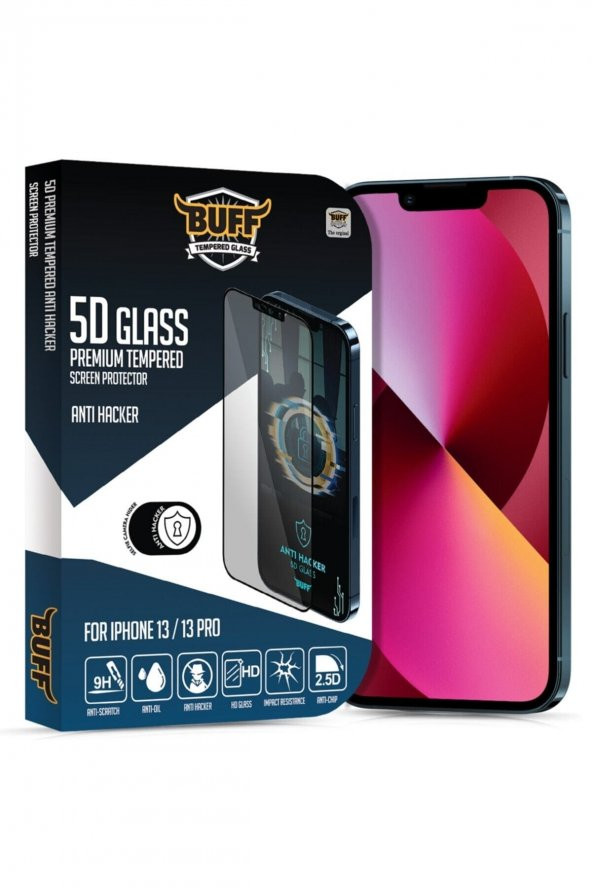 Buff Iphone 13/13 Pro 5d Uyumlu Glass Anti Hacker Ekran Koruyucu