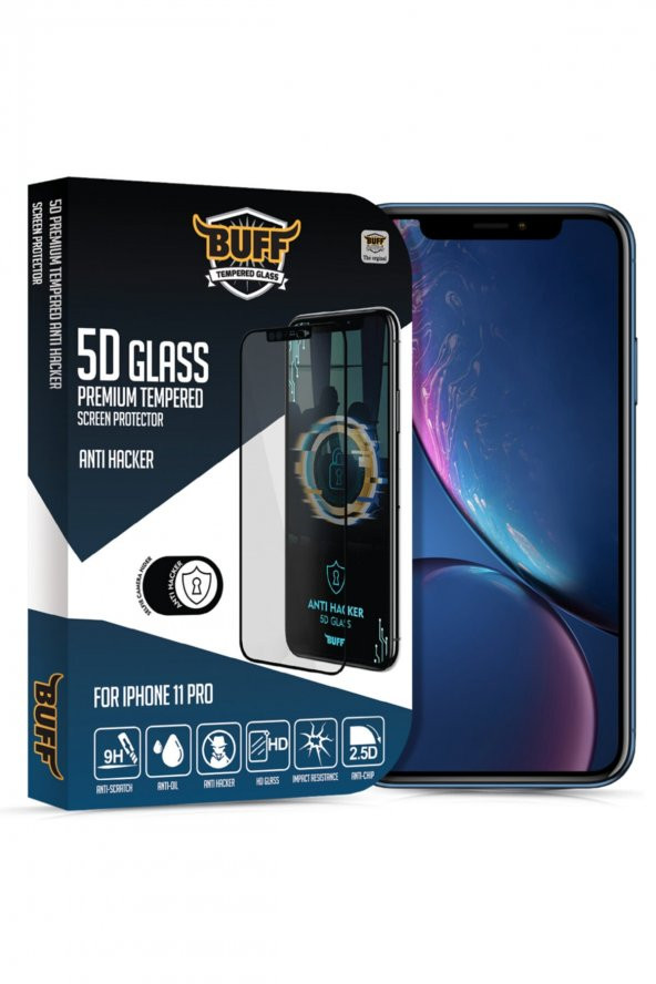 Buff Iphone 11 Pro Uyumlu 5d Glass Anti Hacker Ekran Koruyucu