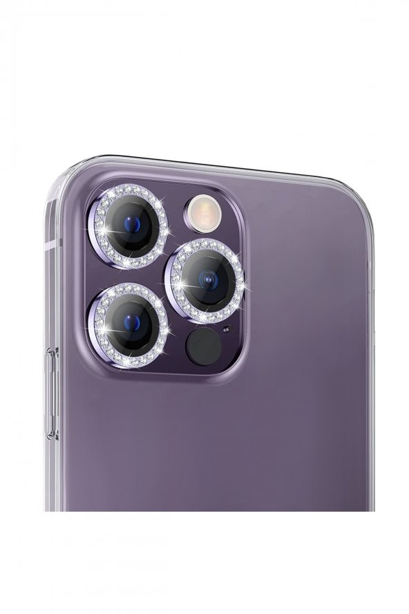 Buff iPhone 14 Pro / 14 Pro Max Diamond Lens Koruyucu Purple - 3