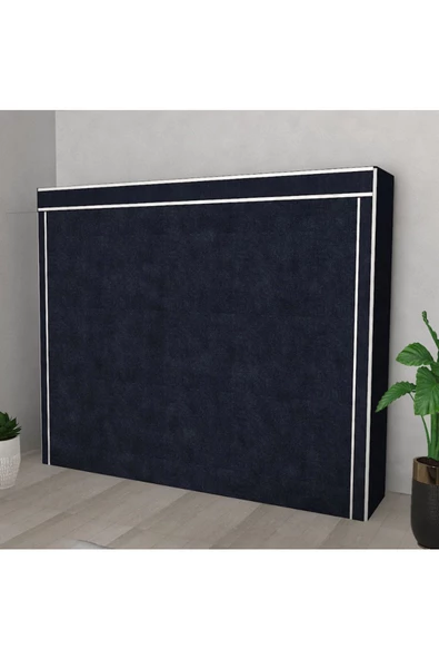 CimriKese Plastik Raflı 3 Askılı Mobilya Portatif Gardrop Geniş Hacimli Bez Dolap - 2