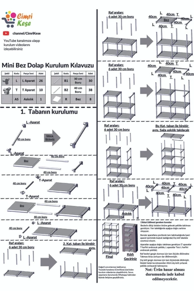 CimriKese Bej Raflı Askılı Çok Amaçlı Mini Bez Dolap - 3