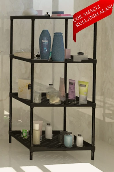 CimriKese 8 Plastik Raflı Gıda Erzak Kiler Dolabı Çok Amaçlı Dolap Gri - 4