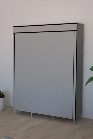 CimriKese Plastik Raflı Portatif Bez Dolap Hızlı Ve Kolay Kurulumlu Bez Gardrop Gri - 2