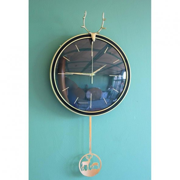 Geyikli Sarkaçlı Duvar Saati Alk1583 Dekoratif Hediyelik - 2