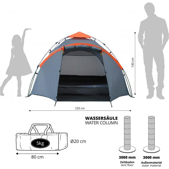 Where Tomorrow Family Otomatik Çadır-GRİ - 2