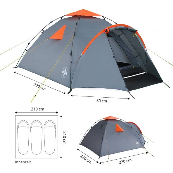 Where Tomorrow Family Otomatik Çadır-GRİ - 3