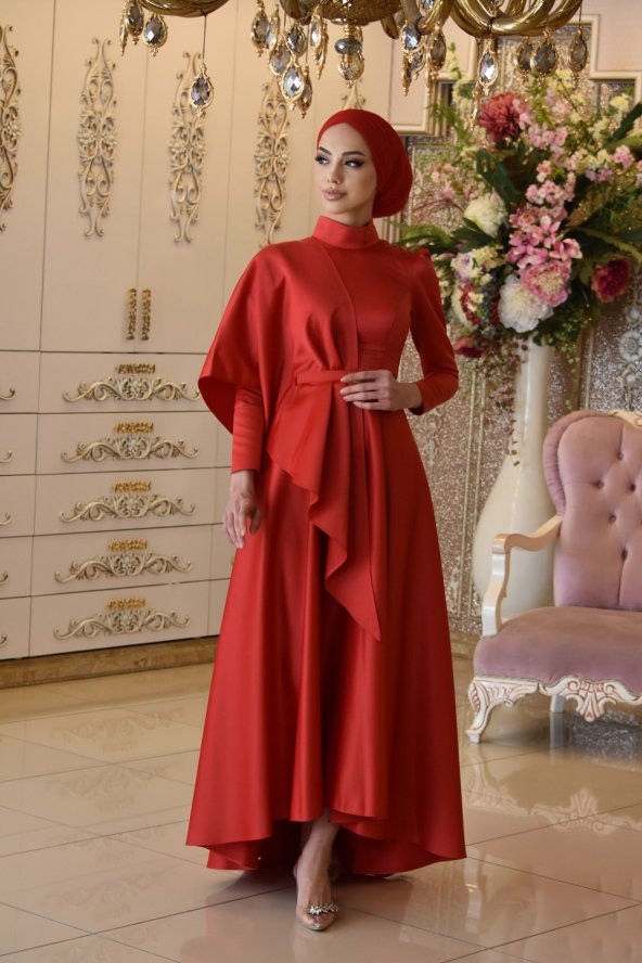 Defne Kırmızı Abiye Elbise - 4