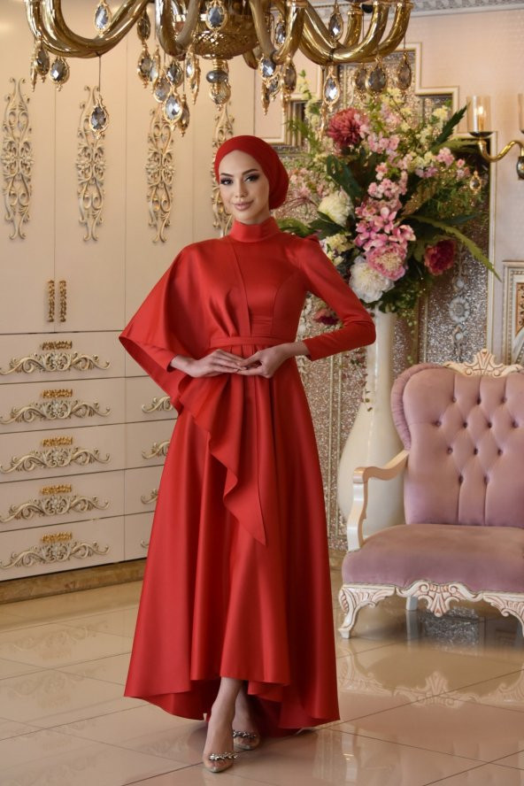 Defne Kırmızı Abiye Elbise - 6