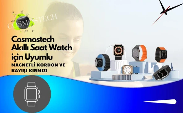 Cosmostech Akıllı Saat Watch için Uyumlu 42MM 44MM 45MM 49MM 1/2/3/4/5/6/se/7/8/ultra Magnetli Kordon ve Kayışı Gri(Siyah) - 2