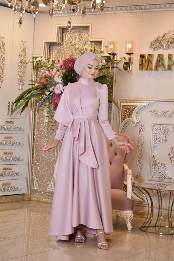 Defne Pudra Abiye Elbise - 3