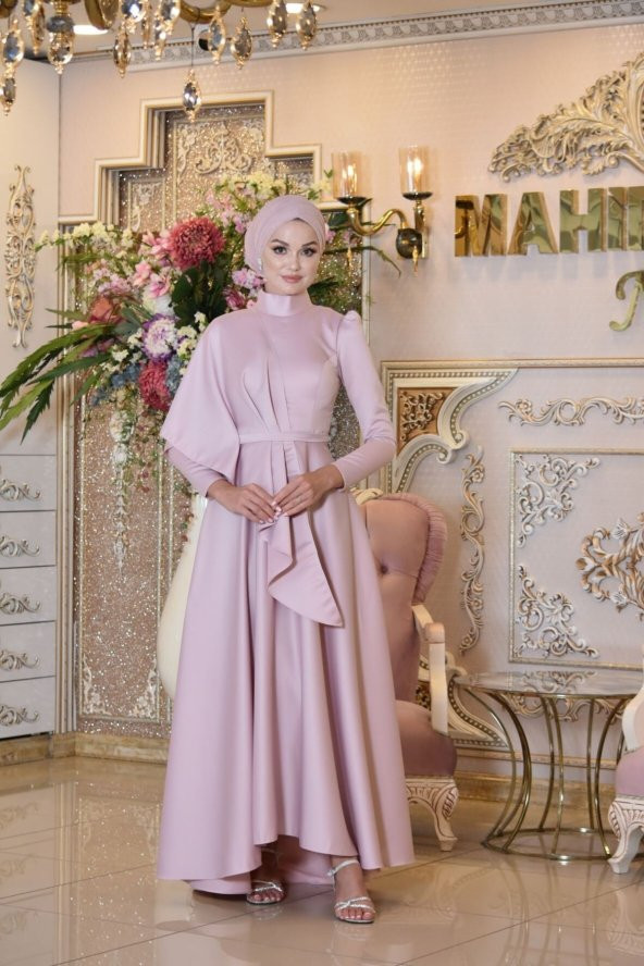 Defne Pudra Abiye Elbise - 4