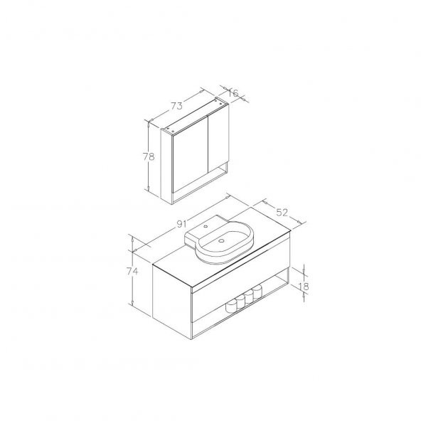 Orka Knidos 90 cm MDF Navaro Banyo Dolabı Takımı - Resim 3