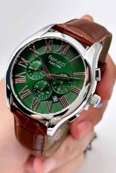 Ferrucci Function FCF.03218FK.04 Multi-Fonksiyon Deri Kordon Erkek Kol Saati