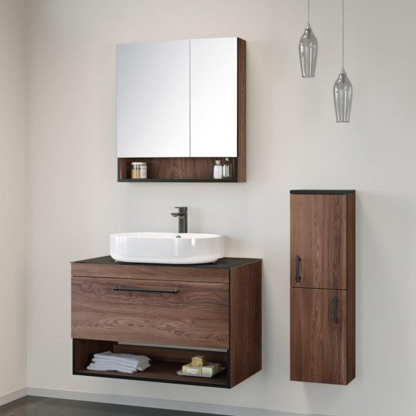 Orka Knidos 90 cm Navaro Banyo Dolabı Takımı ve Boy Dolabı - 1