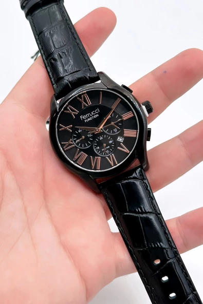 Ferrucci Function FCF.03218FK.03 Multi-Fonksiyon Deri Kordon Erkek Kol Saati - Resim 3