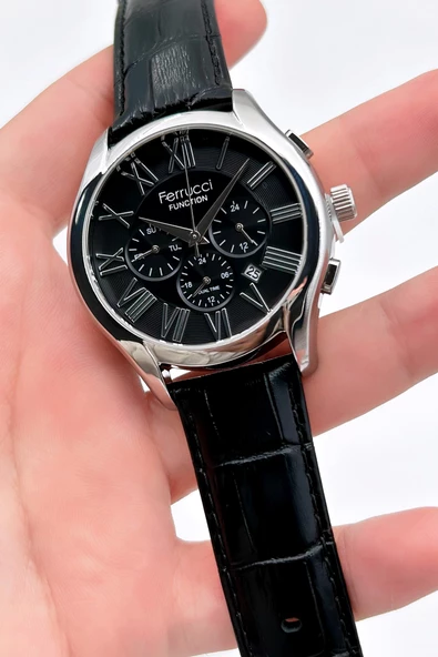 Ferrucci Function FCF.03218FK.01 Multi-Fonksiyon Deri Kordon Erkek Kol Saati - Resim 3