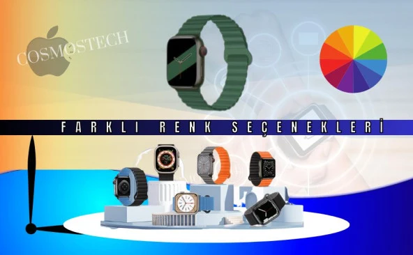Cosmostech Akıllı Saat Watch için Uyumlu 42MM 44MM 45MM 49MM 1/2/3/4/5/6/se/7/8/ultra Magnetli Kordon ve Kayışı Yeşil - 4