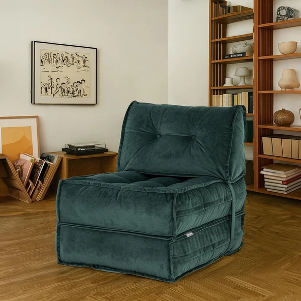 Homedius Mocca Tek Kişilik Katlanır Yatak Uzanma Koltuğu - Petrol Yeşili ürün görseli