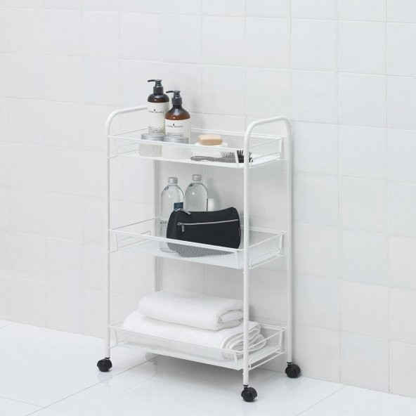 IKEA Hornavan Tekerlekli Servis Arabası - Sehpası - Metal / Beyaz  - 26 x 48 x 77 cm - 3