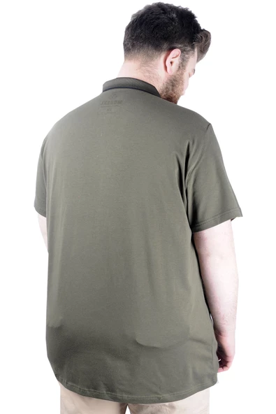 Mode XL Büyük Beden T shirt Polo Likralı Süprem Cepli 21558 Haki - Resim 7