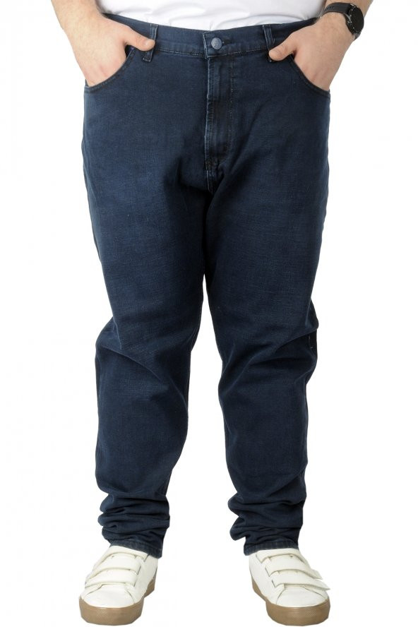 Mode XL Büyük Beden Erkek Kot Pantolon 5Cep Marwel 22921 Lacivert