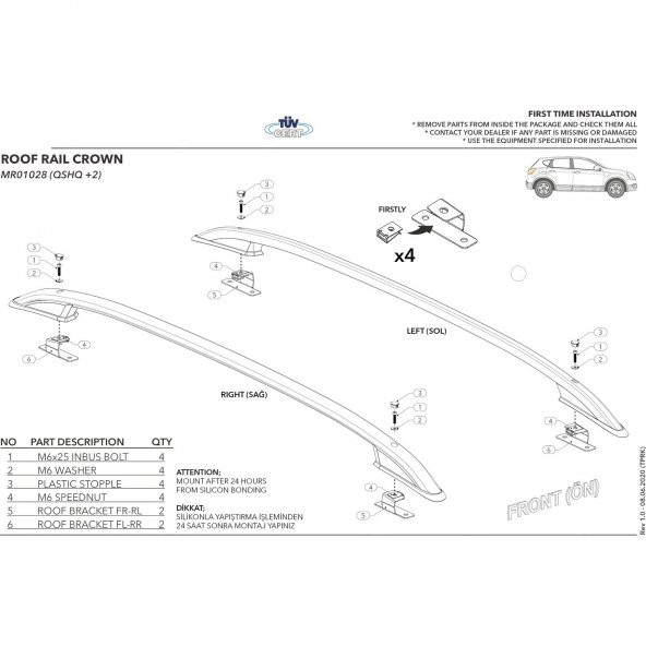 QASHQAİ PORTBAGAJ TAVAN ÇİTASI 2007 2008 2009 2010 2011 2012 2013 2014 2015 2016 2017 2018 2019 2020 2021 2022 2023 - 6