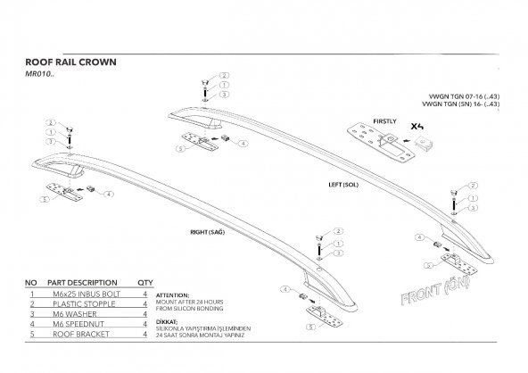 FİAT 500L PORTBAGAJ TAVAN ÇİTASI 2013 2014 2015 2016 2017 2018 2019 2020 2021 - Resim 3