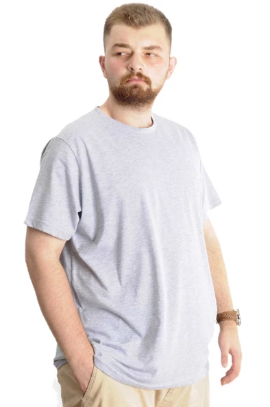 Mode XL Büyük Beden Erkek T-Shirt Basic 20031 İndigo - Resim 6