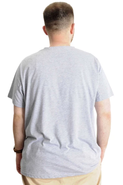 Mode XL Büyük Beden Erkek T-Shirt Basic 20031 İndigo - Resim 11