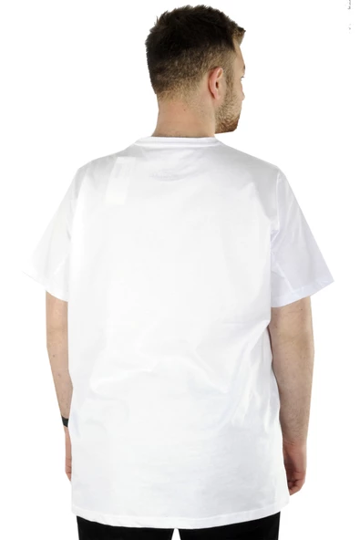 Mode XL Büyük Beden Erkek T-Shirt Basic 20031 Beyaz - Resim 3