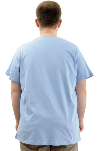 Mode XL Büyük Beden Erkek T-Shirt Basic 20031 Mavi - Resim 12