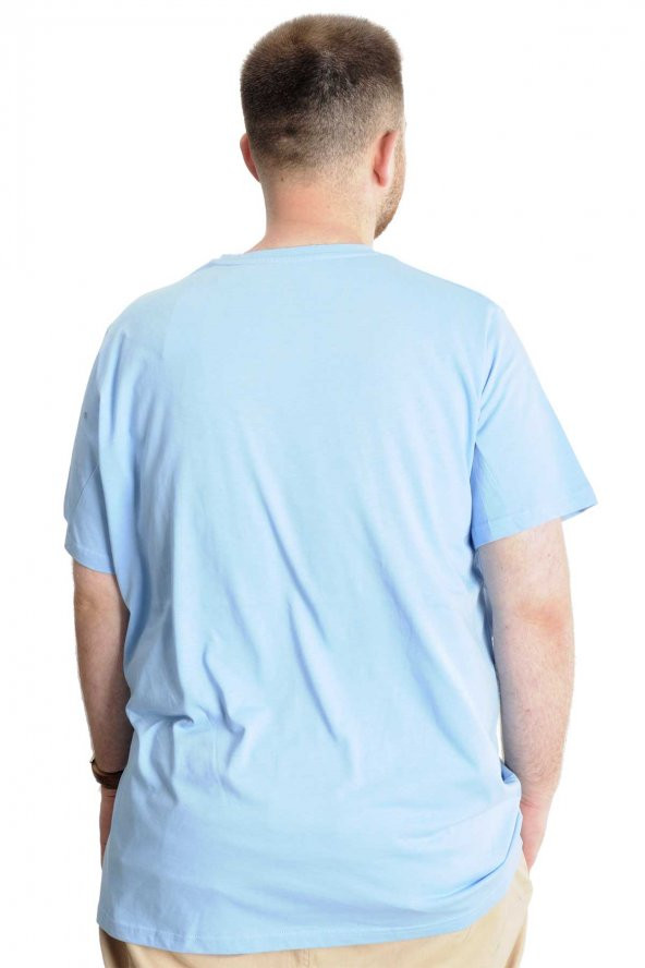 Mode XL Büyük Beden Erkek T-Shirt Basic 20031 Mavi - 4