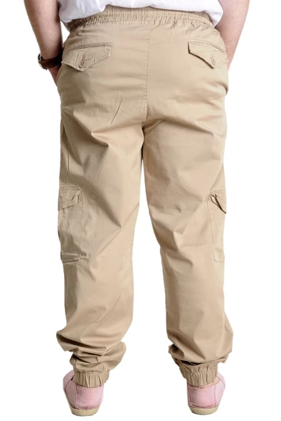 Mode XL Büyük Beden Erkek Keten Kargo Jogger Valencia 21911 Bej - Resim 7