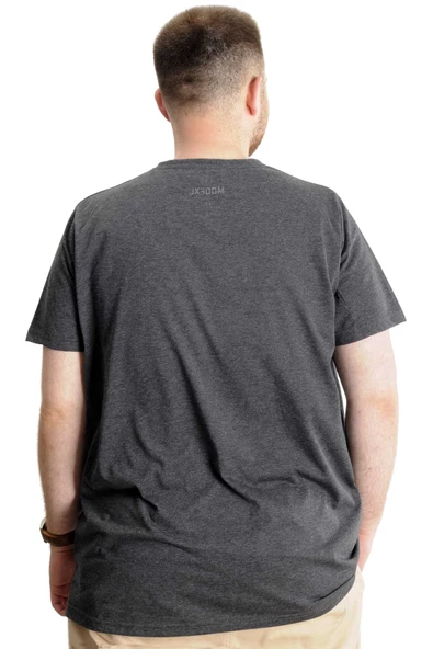 Mode XL Büyük Beden Erkek T-Shirt Basic 20031 Antramelanj - Resim 5