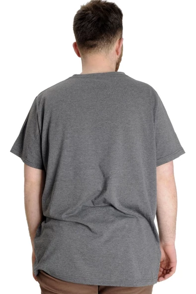 Mode XL Büyük Beden Erkek T-Shirt Basic 20031 Antramelanj - Resim 4