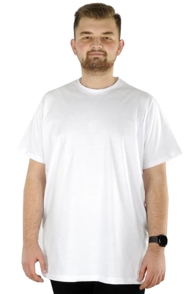Mode XL Büyük Beden Erkek T-Shirt Basic 20031 Beyaz ürün görseli 1