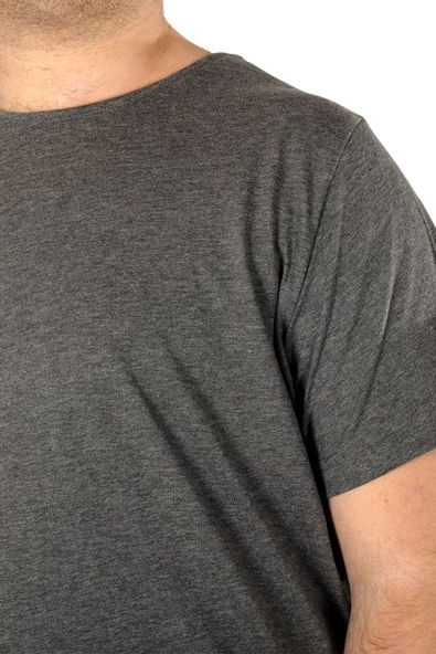 Mode XL Büyük Beden Erkek Tshirt Bisiklet Yaka Basic 20031 Antrasit - Resim 6