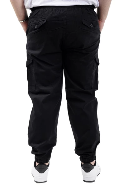 Mode XL Büyük Beden Erkek Keten Kargo Jogger Valencia 21911 Siyah - 7