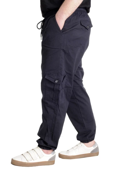 Mode XL Büyük Beden Keten Kargo Jogger Valencia 21911 Lacivert - 9